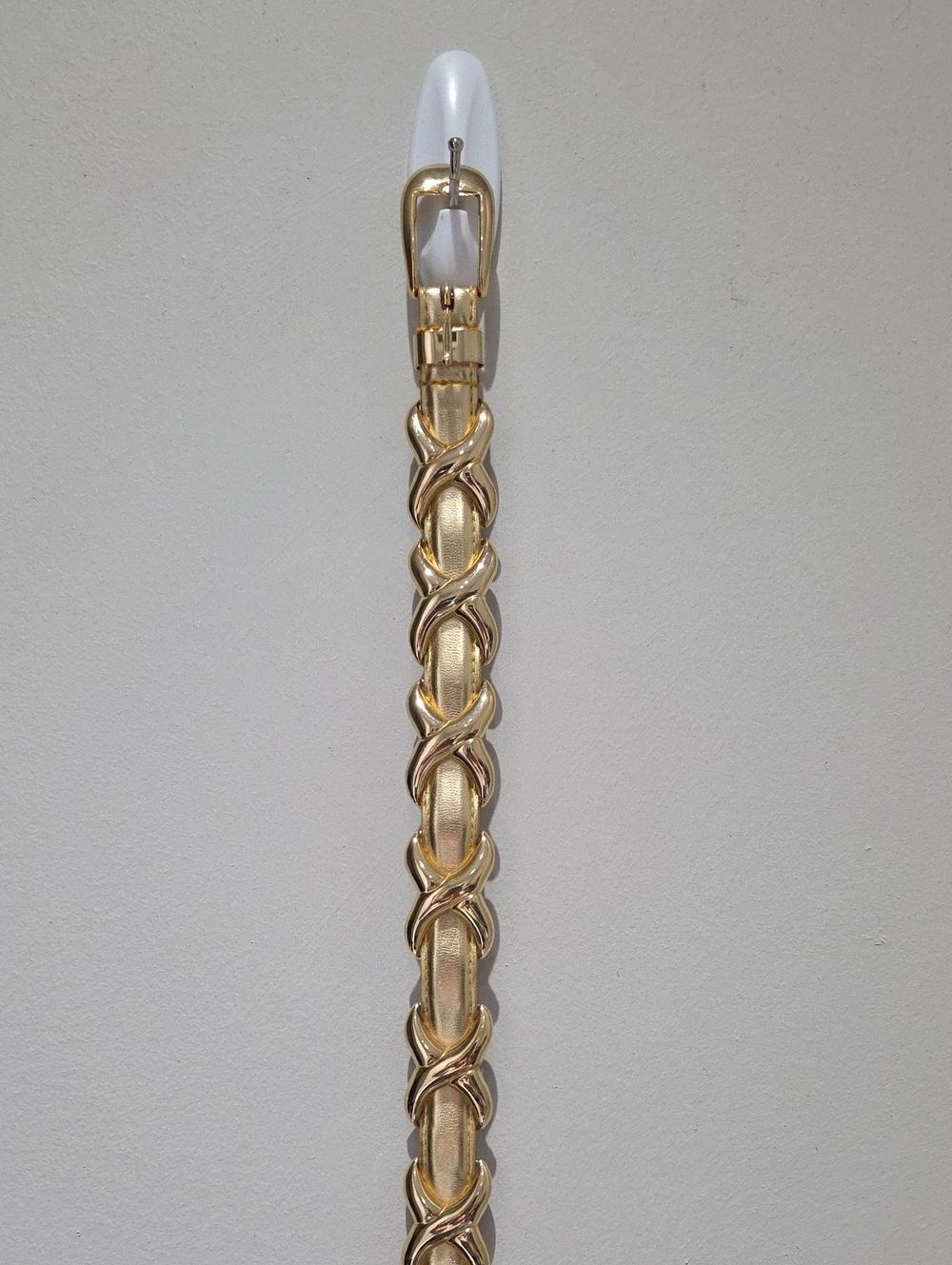 Leather Gold Braided Chain Belt with Metallic Leather Inset